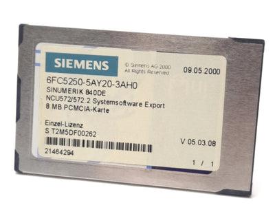 Used Siemens 6FC5250-5AY20-3AH0 Sinumerik SystemSoftware Export Memory 8MB PCMCIA