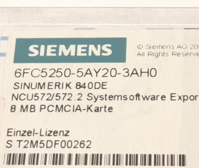 Used Siemens 6FC5250-5AY20-3AH0 Sinumerik SystemSoftware Export Memory 8MB PCMCIA