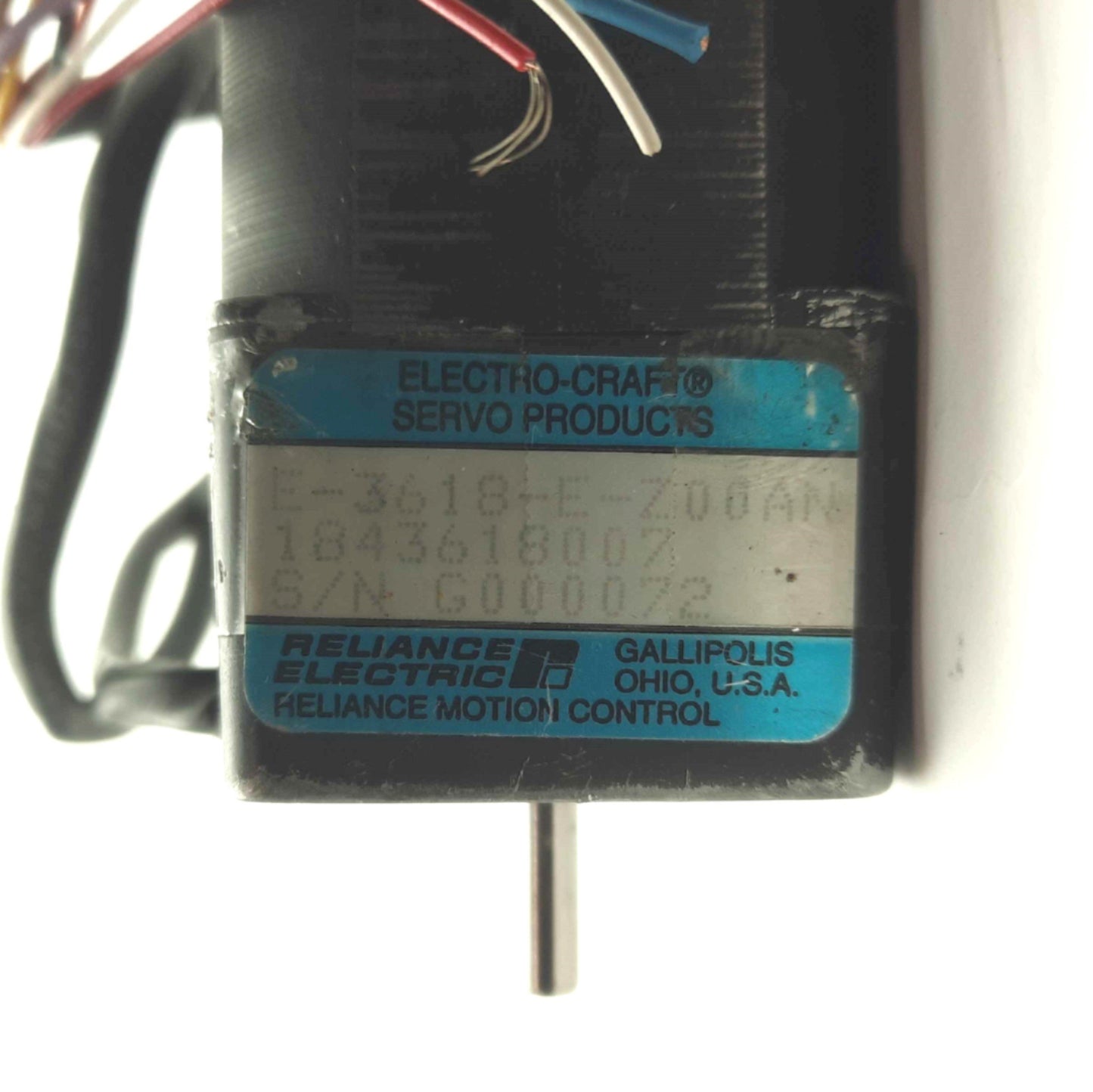 Used Reliance Electric E-3618-E-Z00AN Servo Motor, 2x 1/4" Shaft, 1.75" Frame