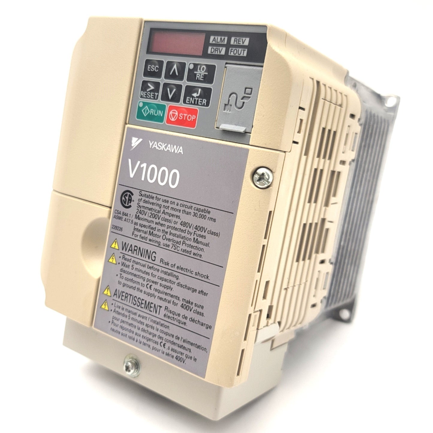 Yaskawa CIMR-VU4A0004FAA Variable Frequency Drive 2HP, 380-480VAC, 4.3A, 0-400Hz