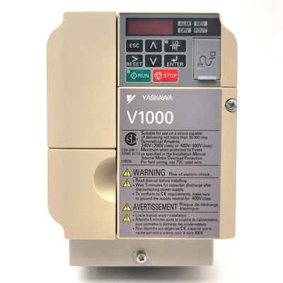 Yaskawa CIMR-VU4A0004FAA Variable Frequency Drive 2HP, 380-480VAC, 4.3A, 0-400Hz