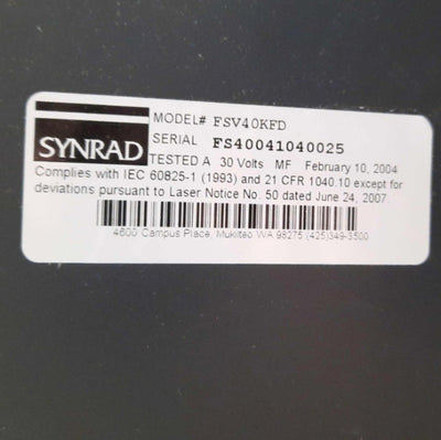 Used Synrad FSV40KFD Firestar V40 CO2 LASER Head 40W 10.6æm ?2.5mm Beam DB15 30VDC