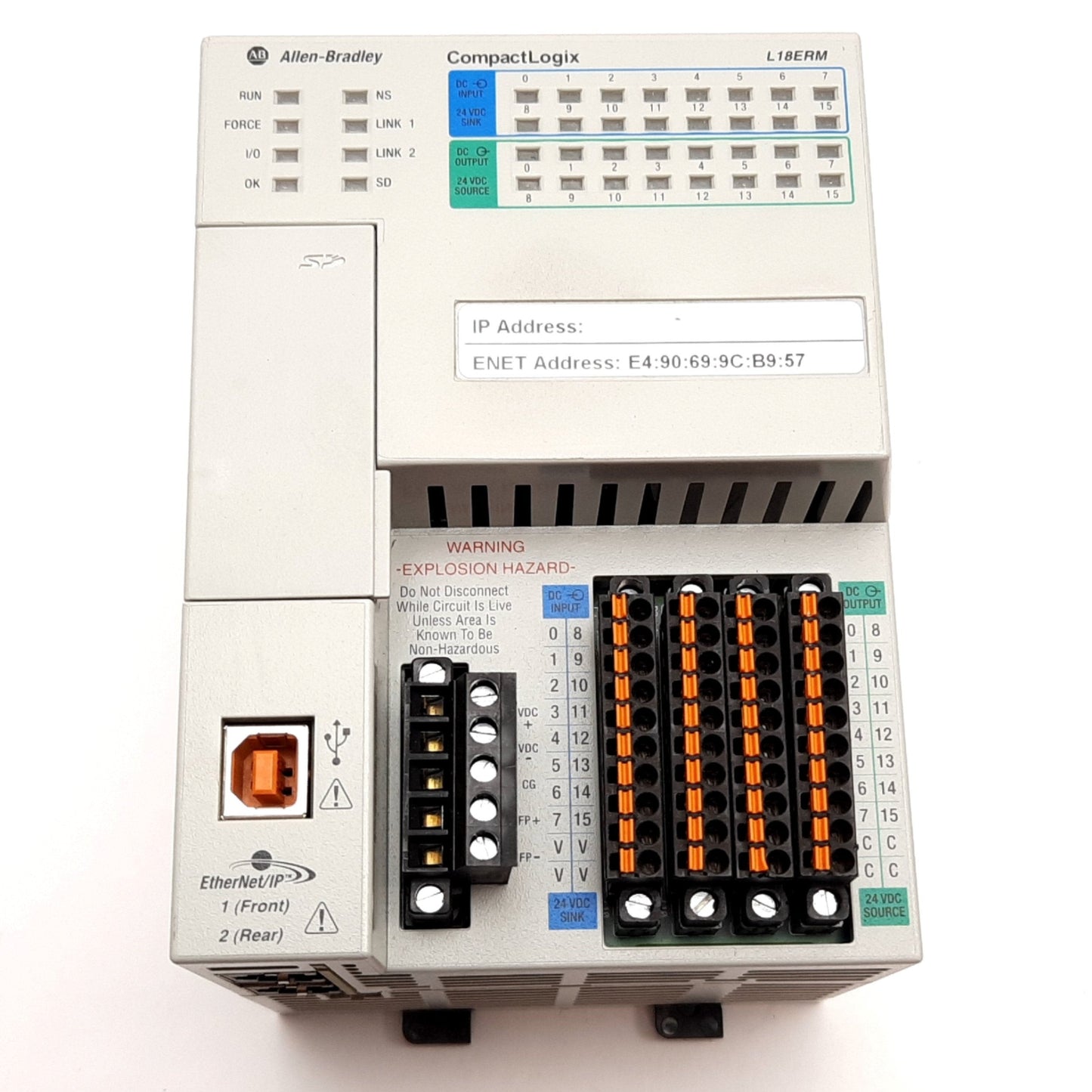 Used Allen Bradley 1769-L18ERM-BB1B CompactLogix 5370 0.5MB Controller 16 In/16 Out
