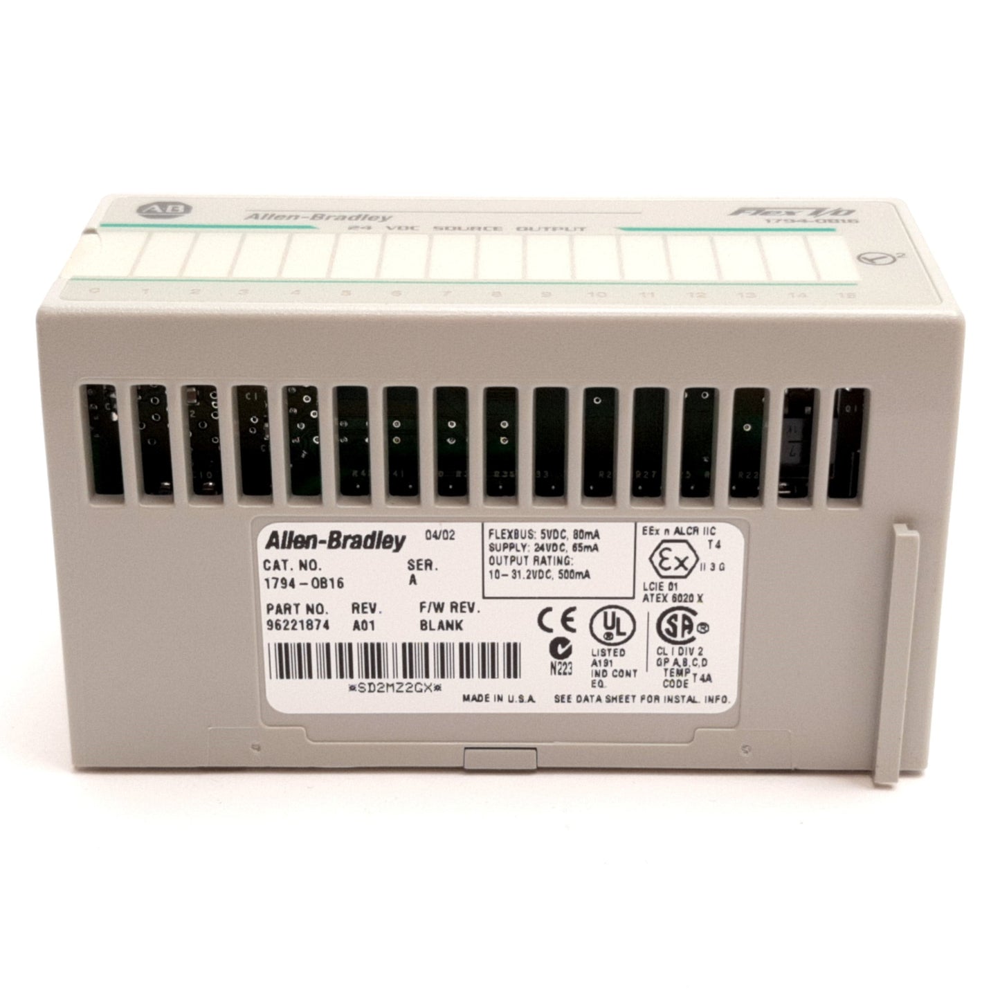 Used Allen Bradley 1794-OB16 Flex I/O Output Module 16-Ch With 1794-TB3 Terminal Base