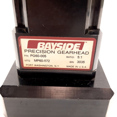 Used Parker Bayside PG60-005 Precision Gearhead, Ratio: 5:1, Output: 16mm, 60mm Frame