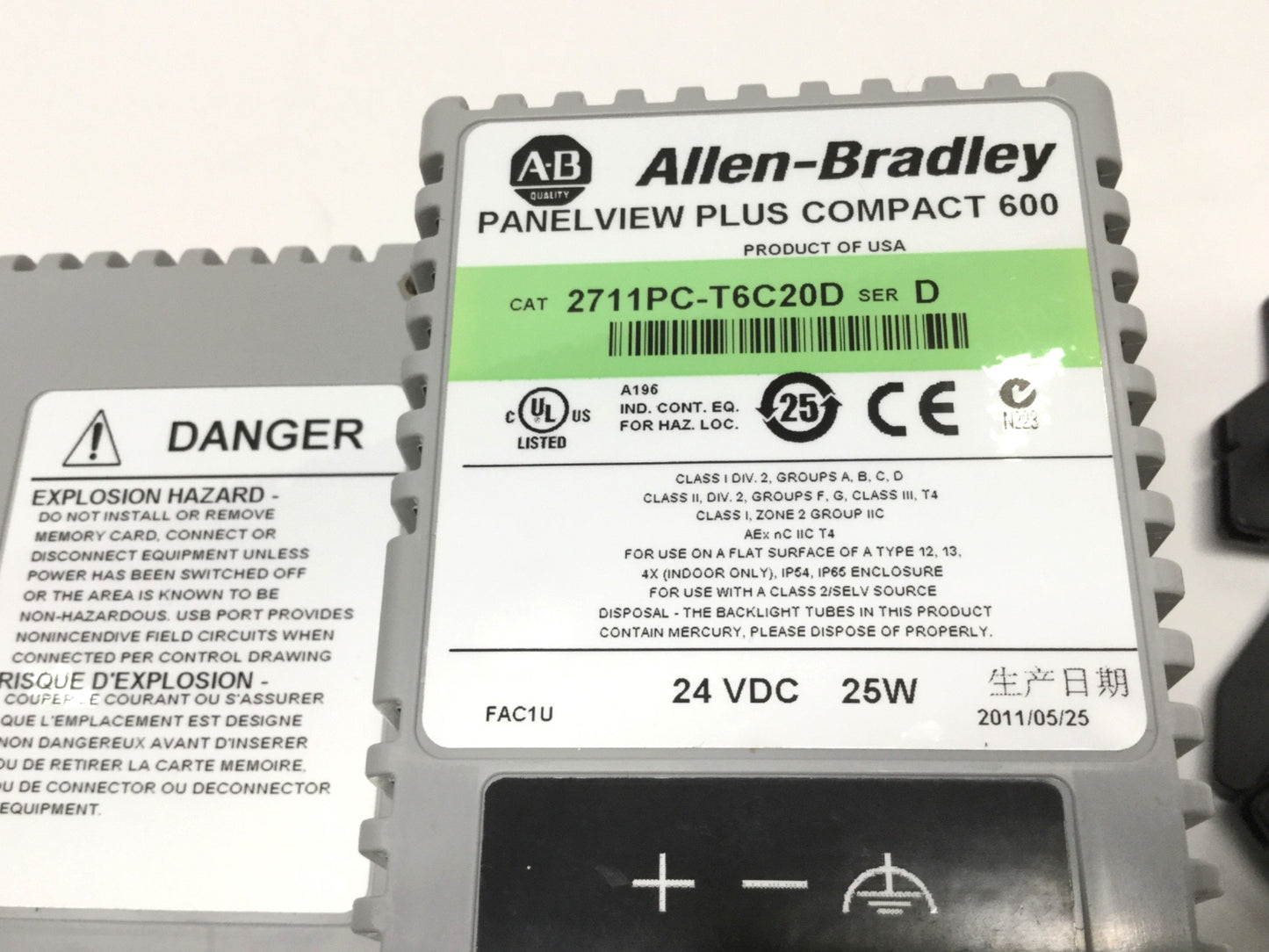 Used Allen Bradley 2711PC-T6C20D PanelView Plus 600 5.5" Color Touch Screen HMI 24VDC