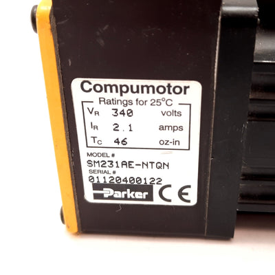 Used Parker SM231AE-NTQN Compumotor Brushless Servo Motor 46oz-in, NEMA 23, 340V 2.1A