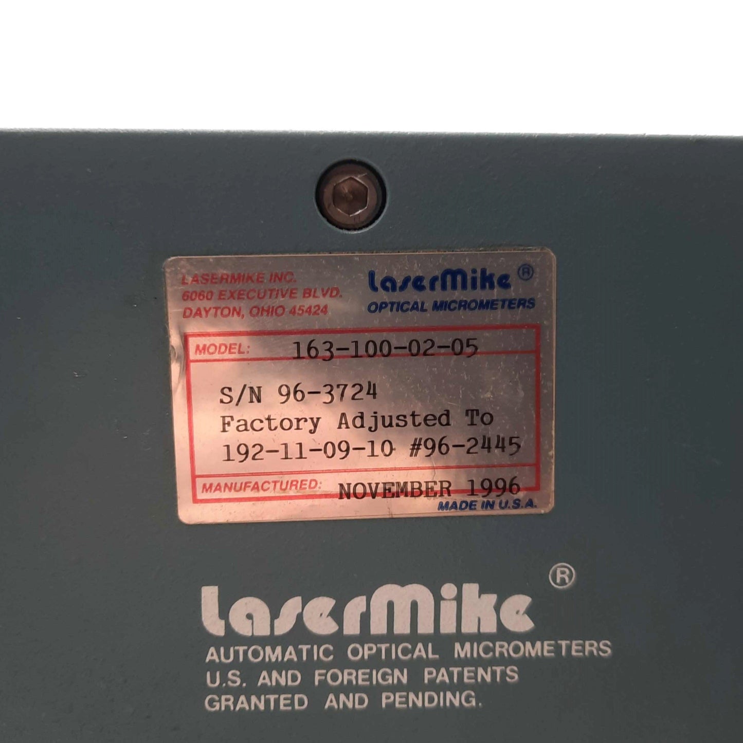 Used Lasermike 163-100-02-05 LASER Micrometer Gage Head, .005-1" Range, .00001" Res