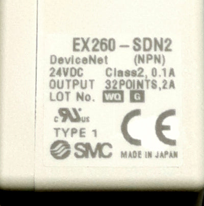 New SMC EX260-SDN2 DeviceNet Serial Interface Module 32 Outputs, 24VDC, M12, NPN