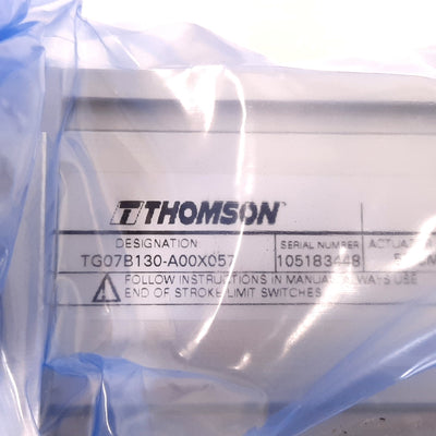 New Thomson TG07B130-A00X057 Linear Actuator, Belt Driven, Stroke: 303mm, 130mm/Rev