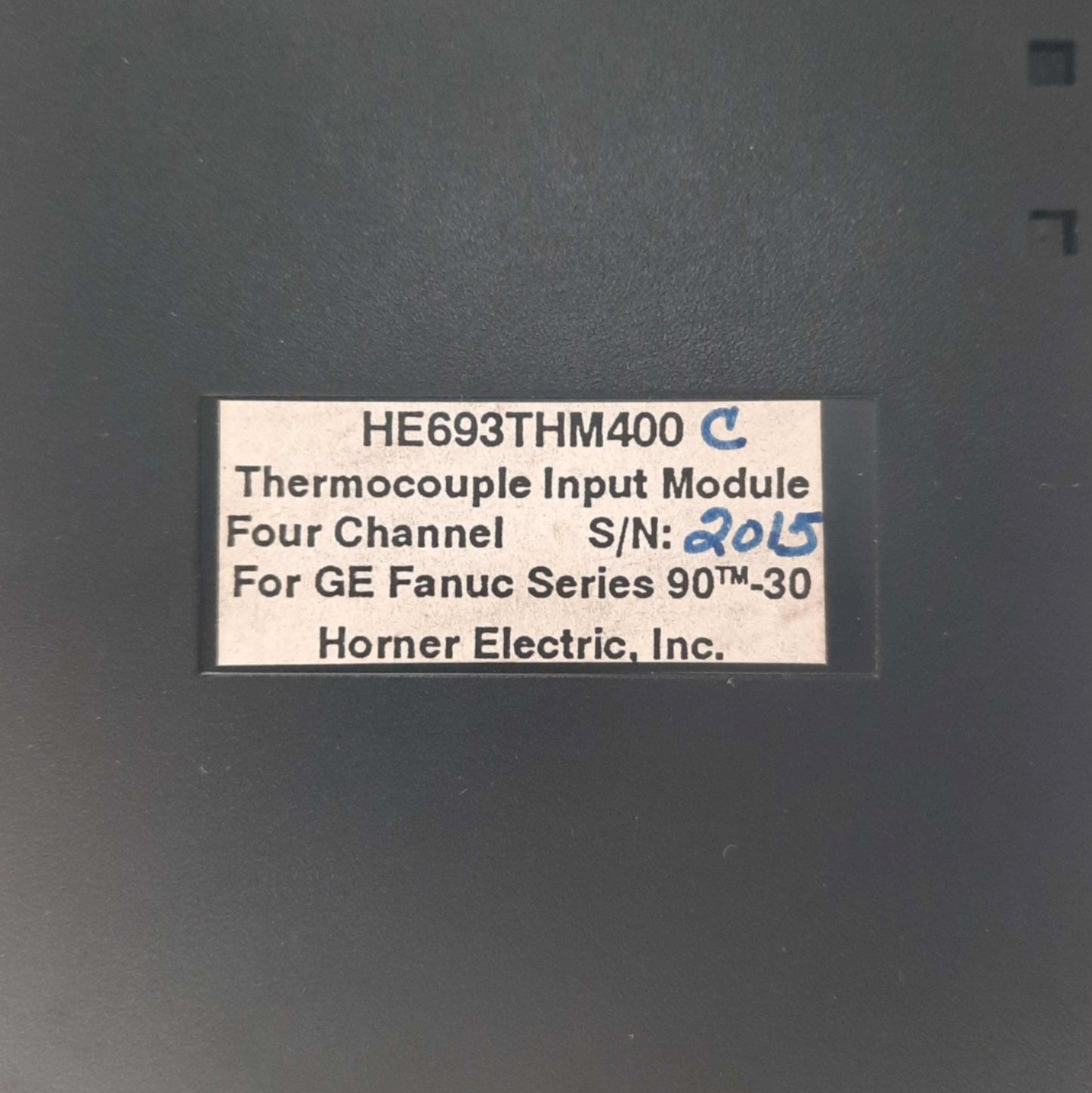 Used Horner Electric HE693THM400 Rev C Thermocouple Input Module, 4-Channel, Type J/K