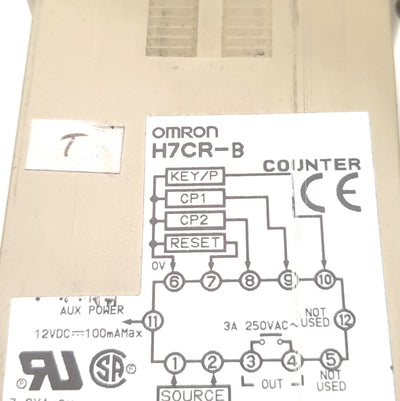 Used Omron H7CR-B Digital Counter, 12v DC Supply, 100-240v AC Source *Damaged Cover*