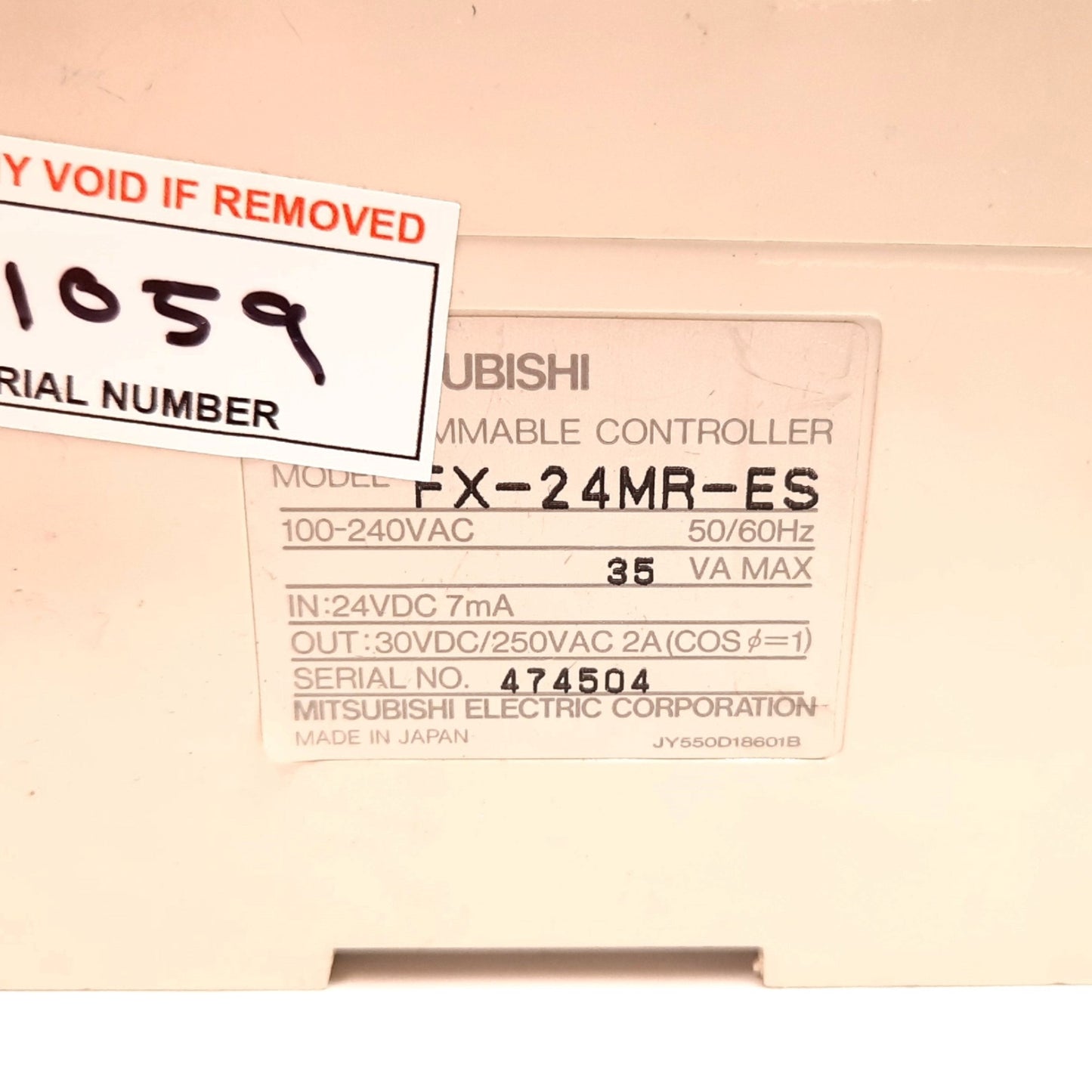 Used Mitsubishi FX-24MR-ES Melsec PLC, 12x Inputs 12x Outputs, Supply: 100-240VAC