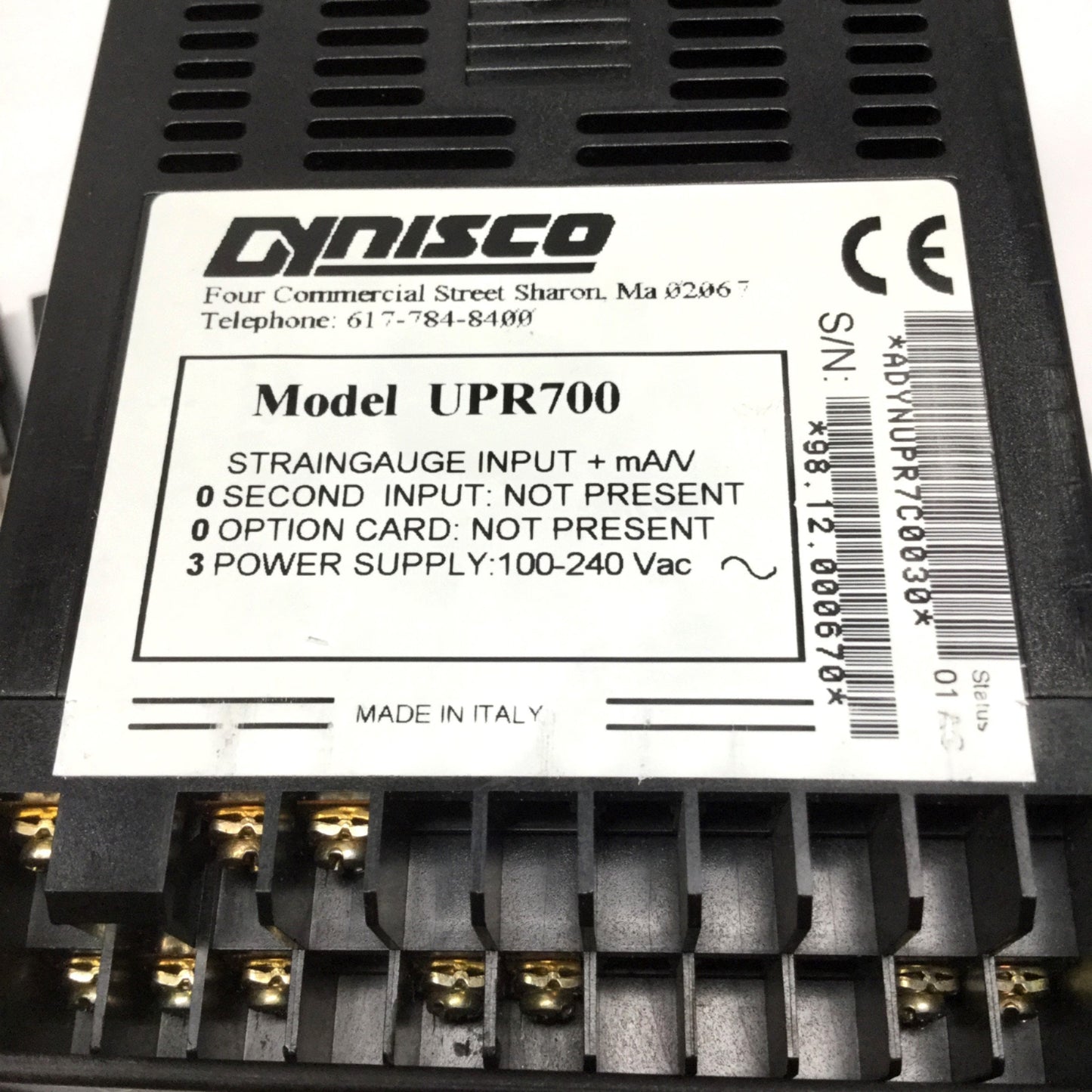 Used Dynisco UPR700-0-0-3 Strain Gauge Pressure/Process Indicator Analog Out, 350 Ohm