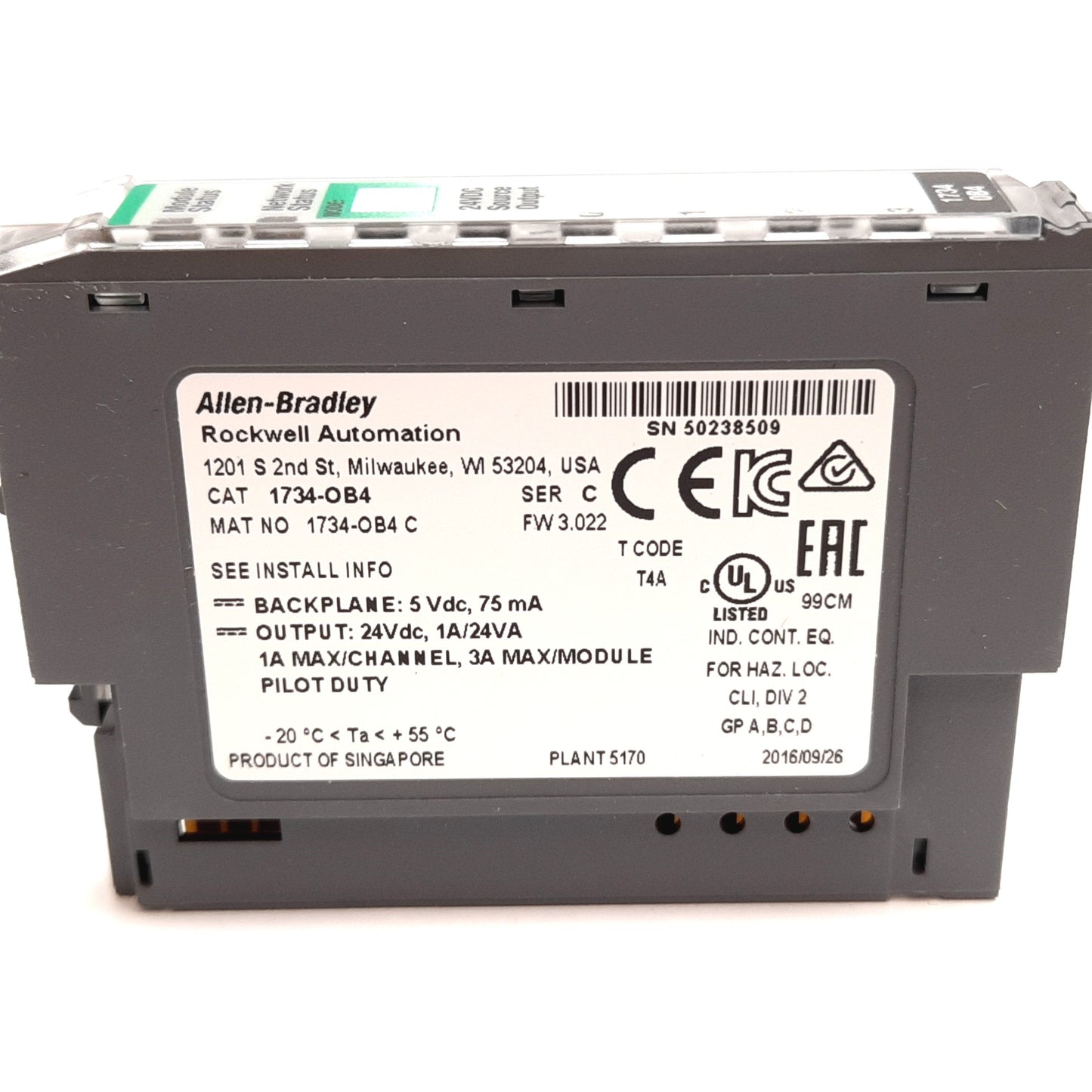 New Allen Bradley 1734-OB4 Series C PLC Output Module, 4-Channel, 24VDC 1A, Sourcing