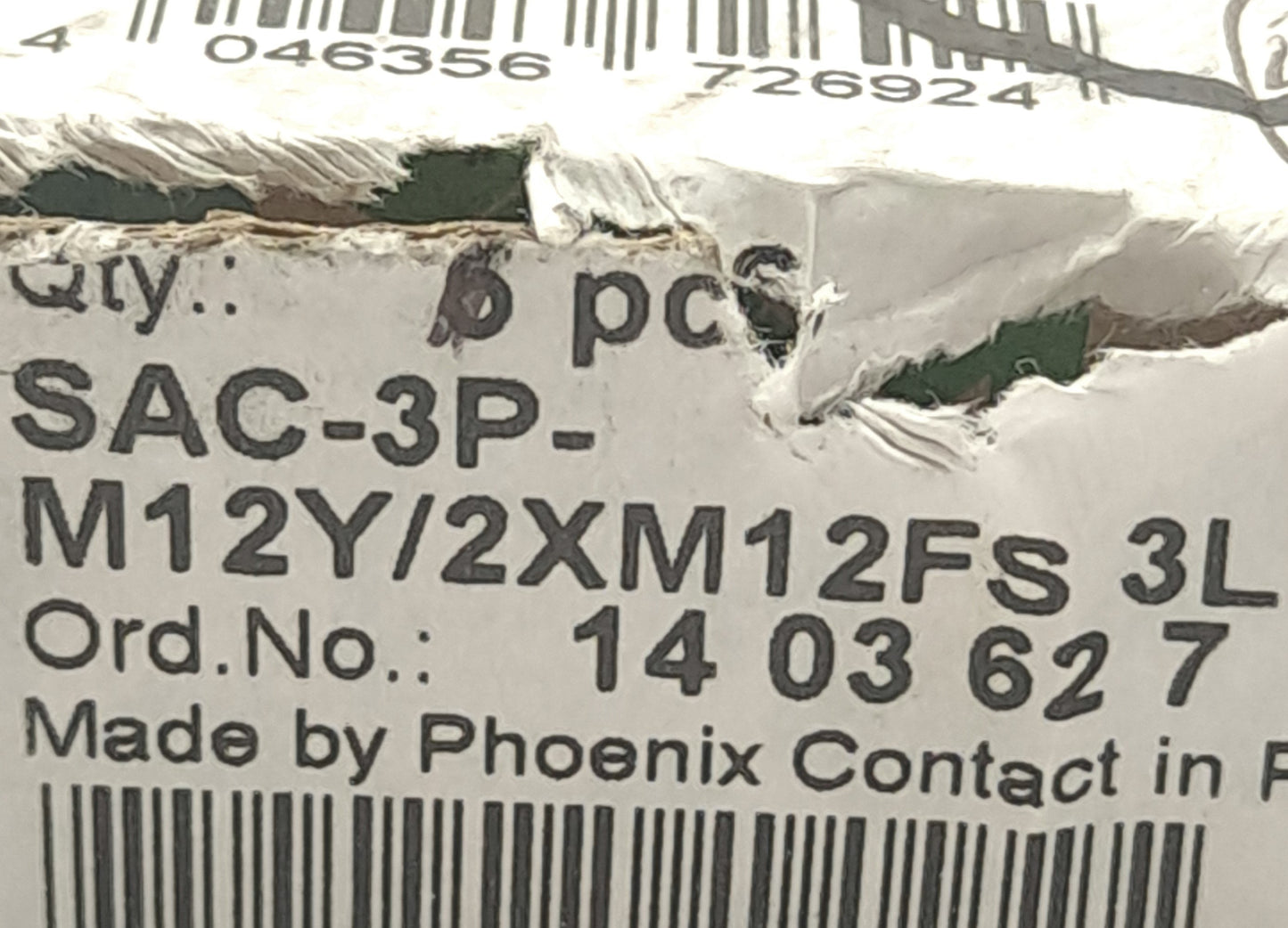 New Other Phoenix Contact SAC-3P-M12Y/2XM12FS-3L Y-Distributer, 24VDC, 4A, M12 Thread