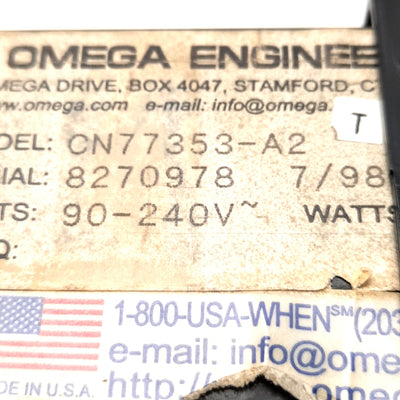 Used Omega Engineering CN77353-A2 Process Controller 0-10V & Relay Output, 90-240v AC