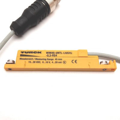 Used Turck WIM45-UNTL-LIU5X2-0.3-RS4 Analog Linear Position Sensor, 45mm 0-10V 4-20mA