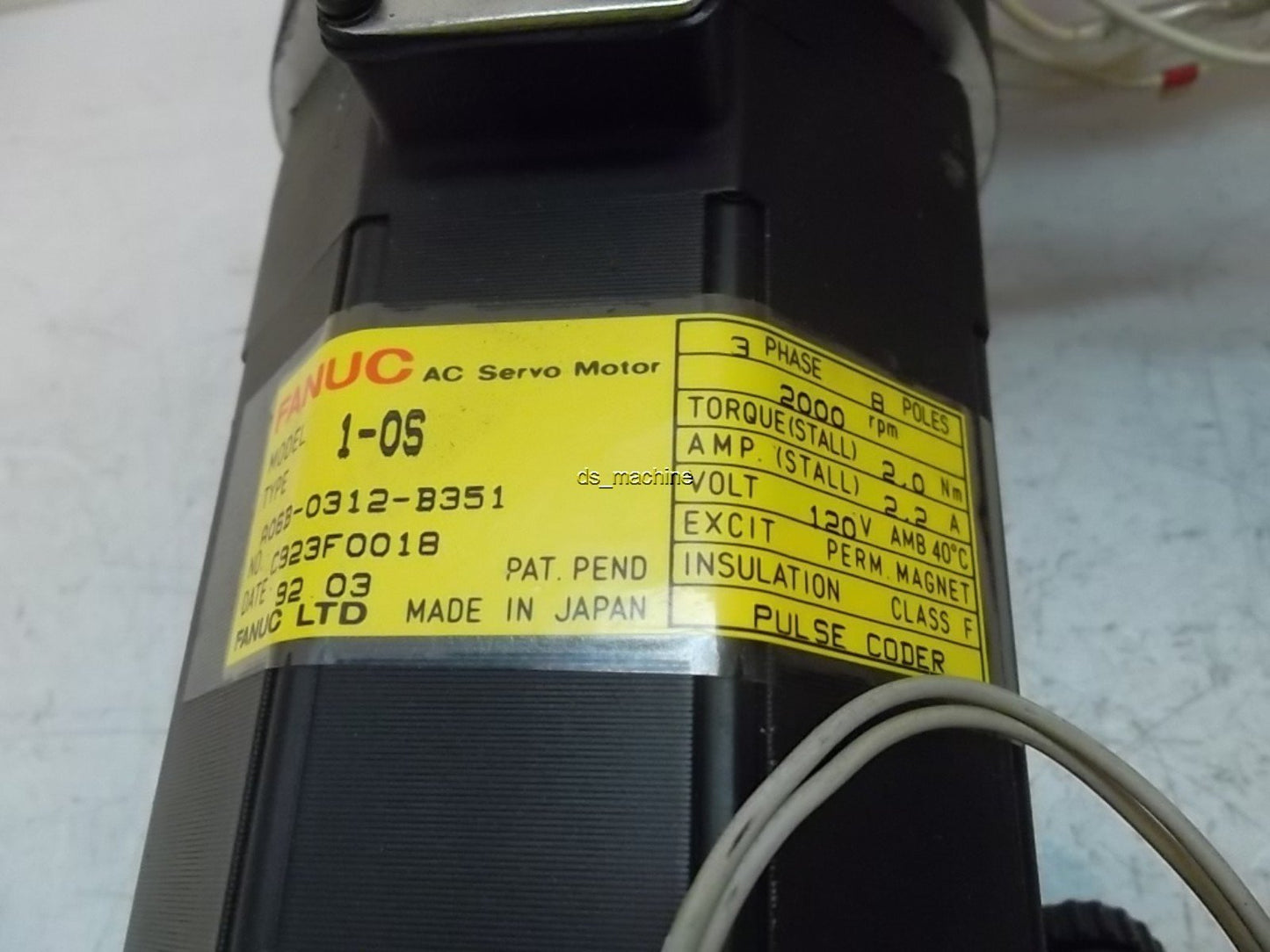 Used GE Fanuc A06B-0312-B351 AC Servo Motor 120V 3PH 2000RPM 2.0Nm NEMA-34