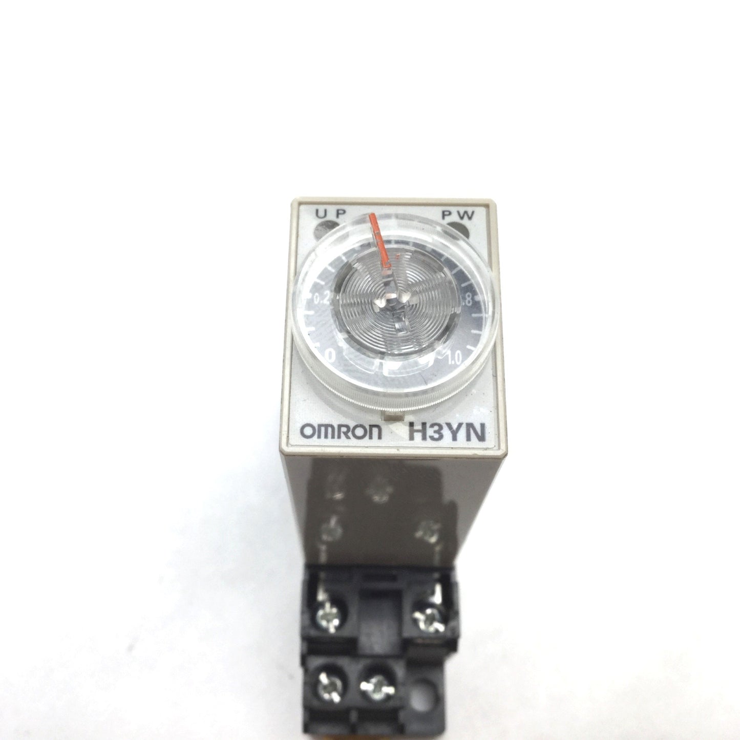 Used Omron H3YN-2 Analog Timer DPDT 0.1min to 10h 100-120VAC With Socket Base