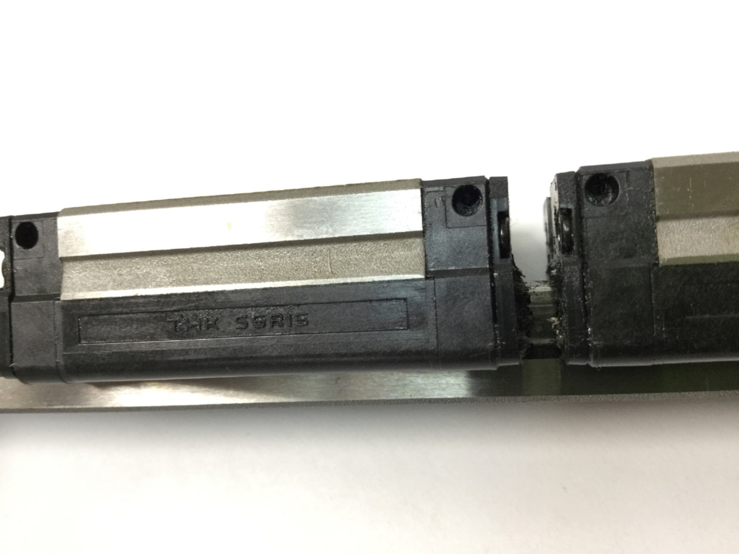 Used THK SSR15 Linear Ball Bearing Block Carriage Slides (x2) on 1350mm Guide Rail