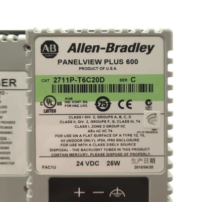 Used Allen Bradley 2711P-T6C20D PanelView Plus 600 HMI Panel 6" USB/RS232 24VDC