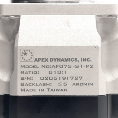 New Apex Dynamics AF075-010-S1-P2 Planetary Gearbox, 10:1 Ratio, 75 to 100mm Frame