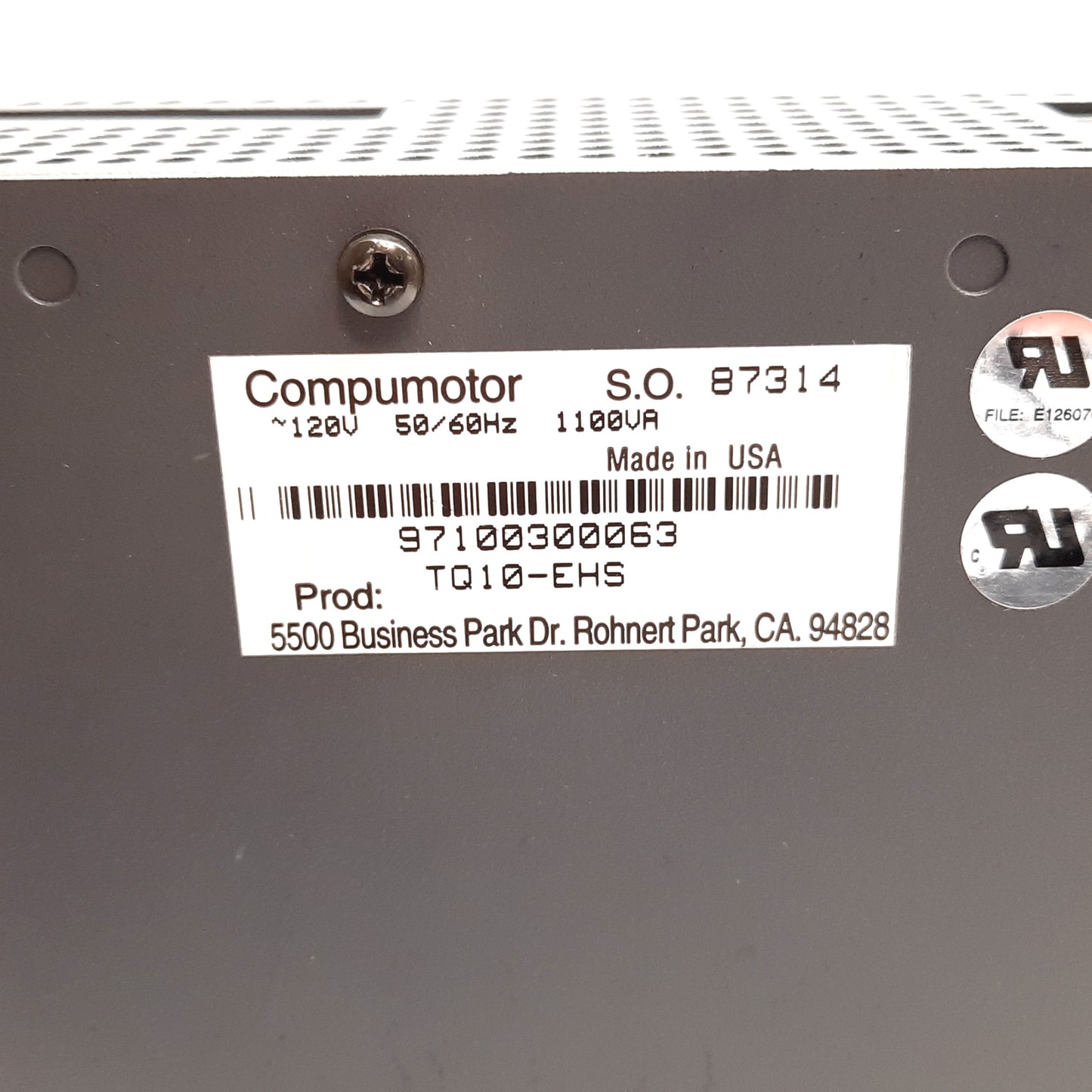 Used Parker Compumotor TQ10-EHS Servo Drive 120VAC 50/60Hz 320 oz./Inch Torque Rating