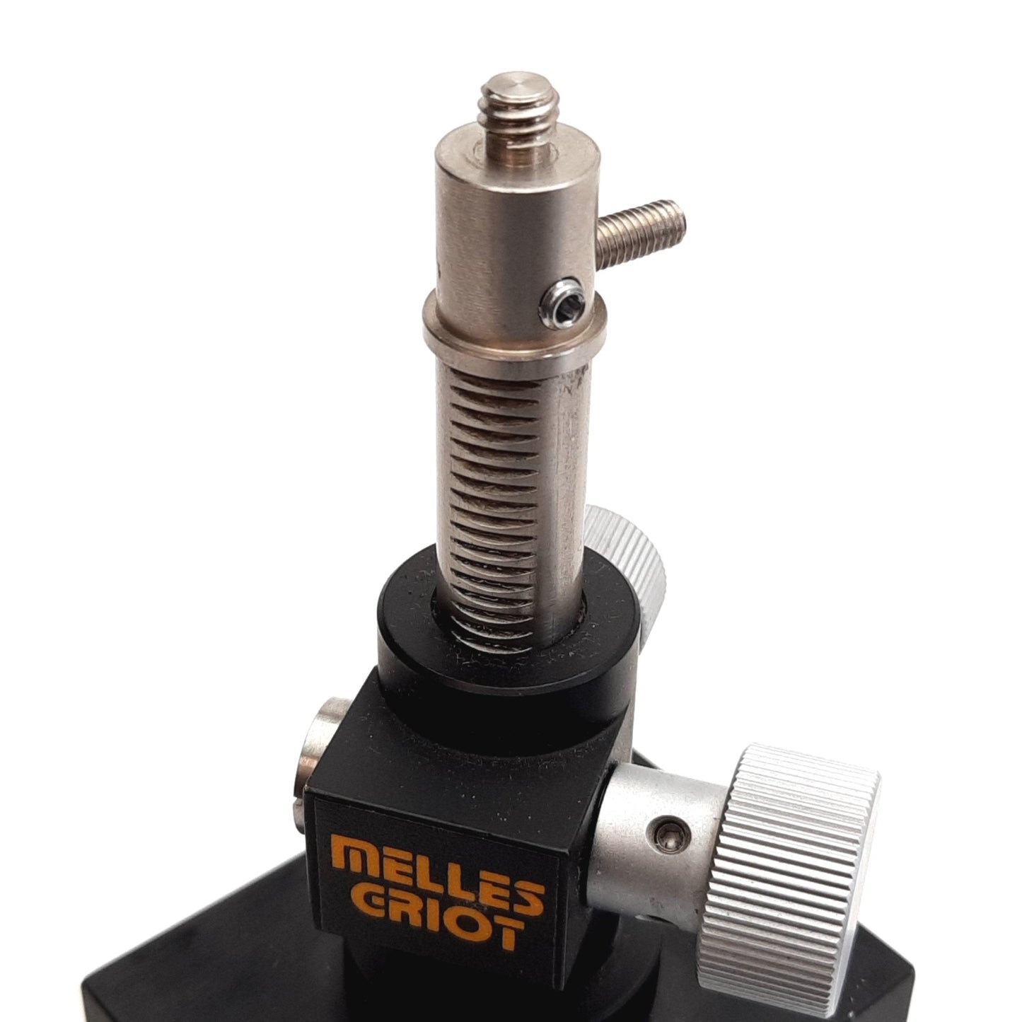 Used Melles Griot Z-Axis Position Actuator, Stroke: 1", Base Block: 2.5" x 2" x 1.25"