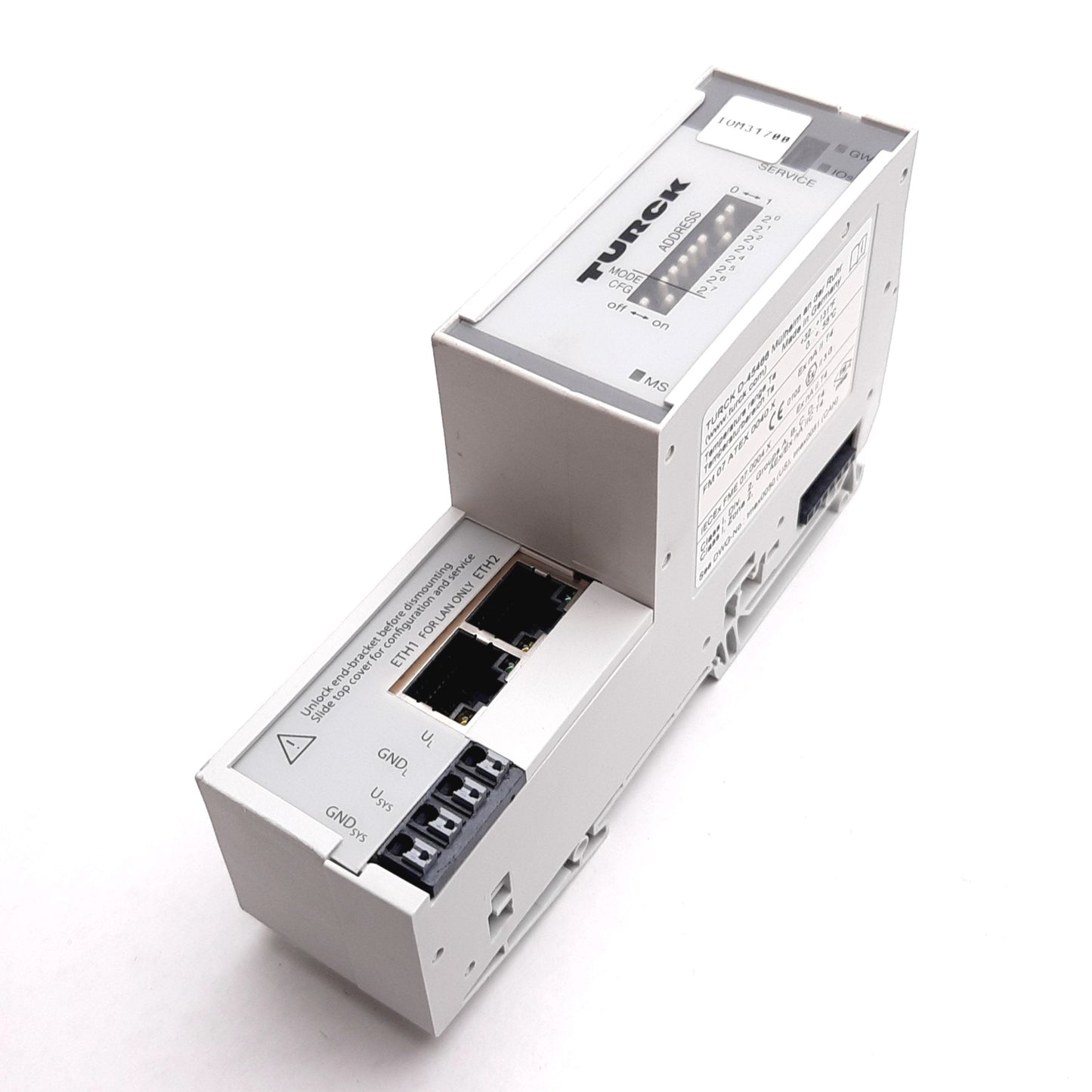 Used Turck BL20-E-GW-EN-IP Gateway, For BL20 I/O System, 24VDC, 10-100Mbps, 2x RJ45