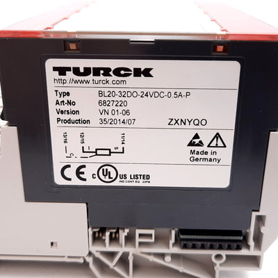 Used Turck BL20-32DO-24VDC-0.5A-P PLC Digital Output Module, 32-Point, 24VDC, PNP