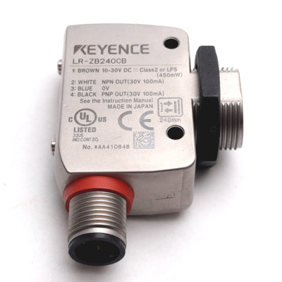 Used Keyence LR-ZB240CB Self-Contained CMOS Laser Sensor, 25-240mm, NPN+PNP, 10-30VDC