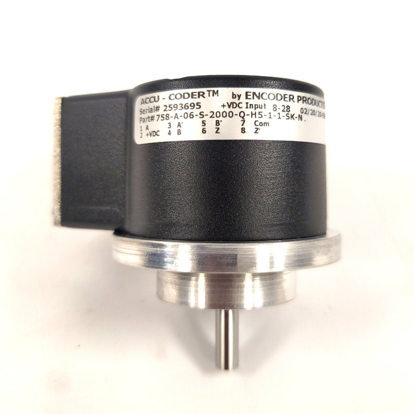 New EPC Accu-Coder 758-A-06-S-2000-Q-H5-1-1-SK-N Incremental Shaft Encoder, 2000PPR