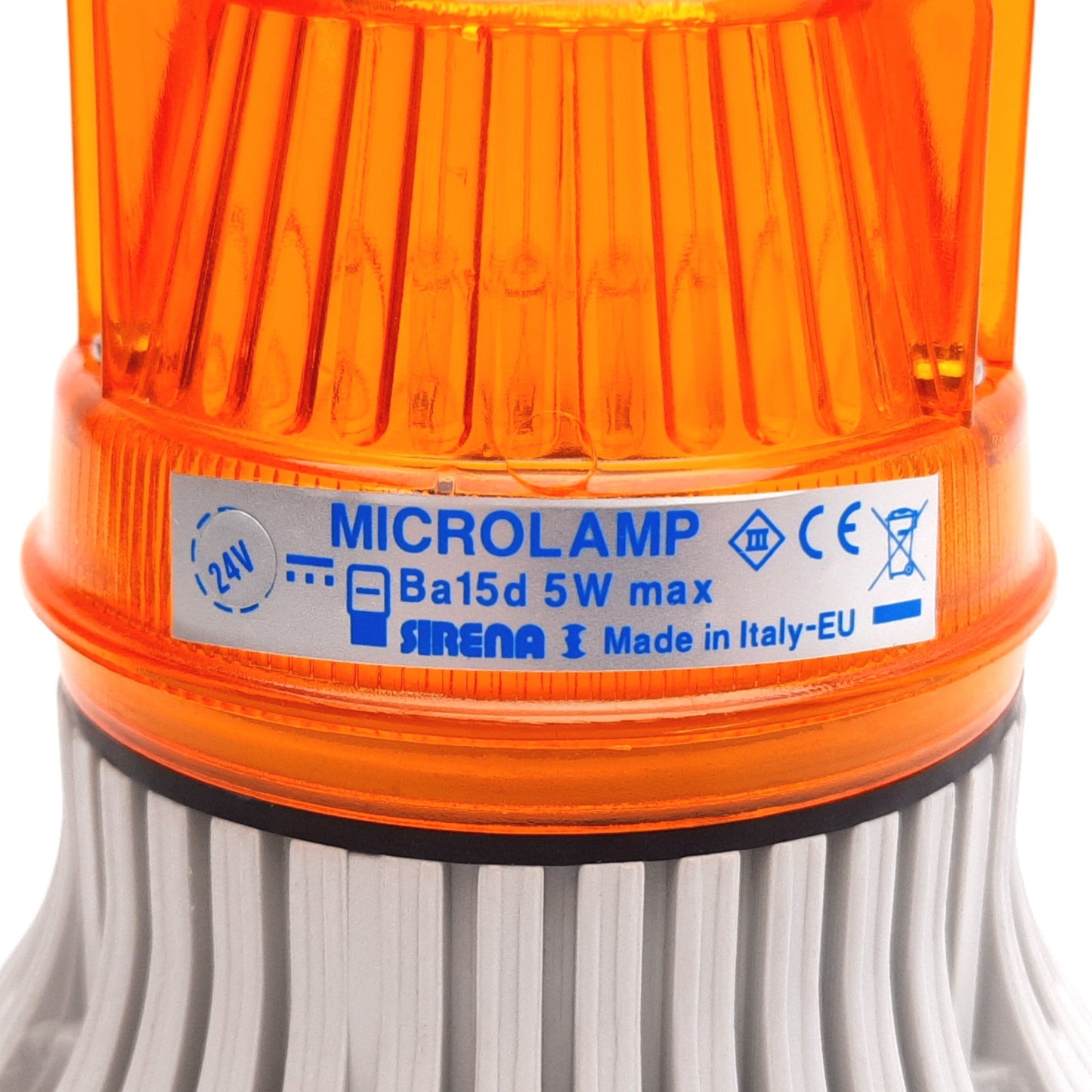 Used Sirena Microlamp Beacon Light, Bulb: Ba15d 5W, Power: 24VDC, Color: Amber