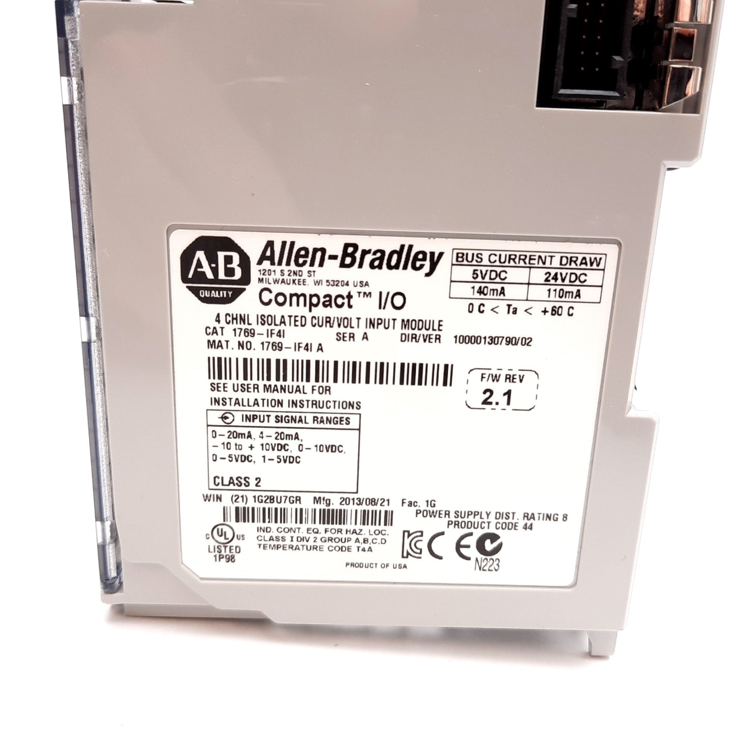 Used Allen Bradley 1769-IF4I Compact I/O Analog Input Module, 4-Channel, Current/Volt