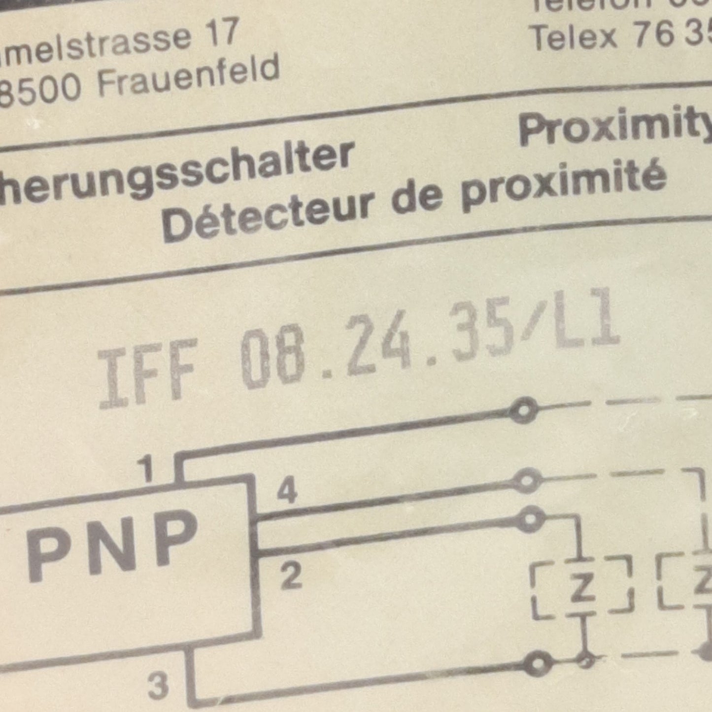 New Baumer IFF 08.24.35/L1 Proximity Switch 1.5mm Range, 5-30V DC, PNP, 8mm x 40mm