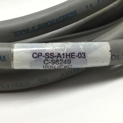 Used Kollmorgen CP-SS-A1HE-03 Servo Motor Power Cable 8-Pin Round, 4-Wire Leads, 3m