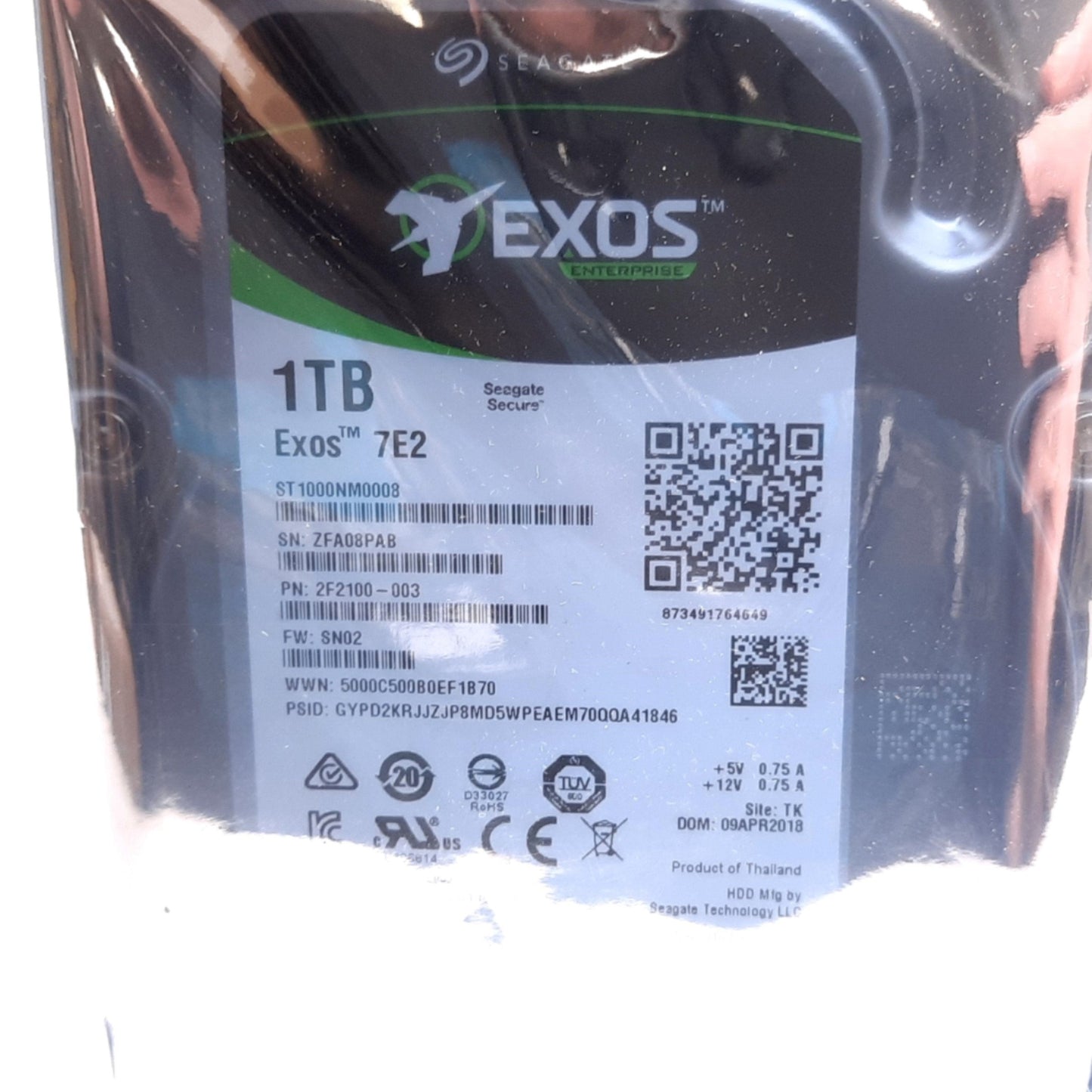 New Seagate ST1000NM0008 EXOS 7E2 Internal Hard Drive 3.5", 1TB, 6G, 7.2K RPM, 128MB