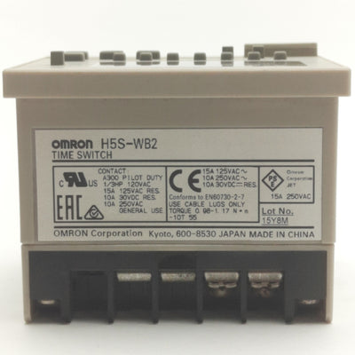 Used Omron H5S-WB2 Digital Time Switch, 15A, 250 VAC Rating, 100 - 240VAC Supply