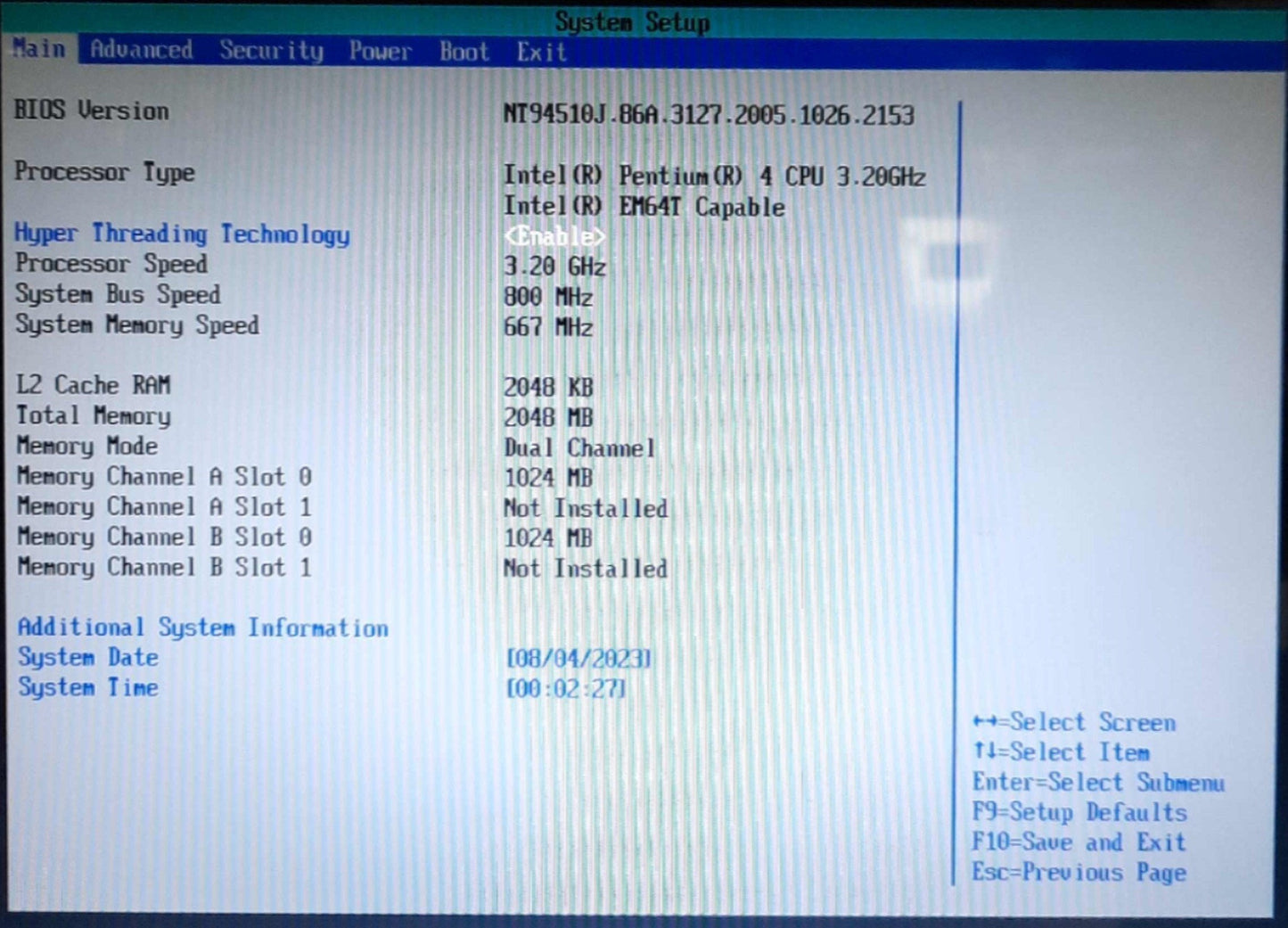 Used Intel D945GNT Motherboard & CPU, Pentium 4 3.2GHz, 2GB DDR2, PCI Express 1x 16x