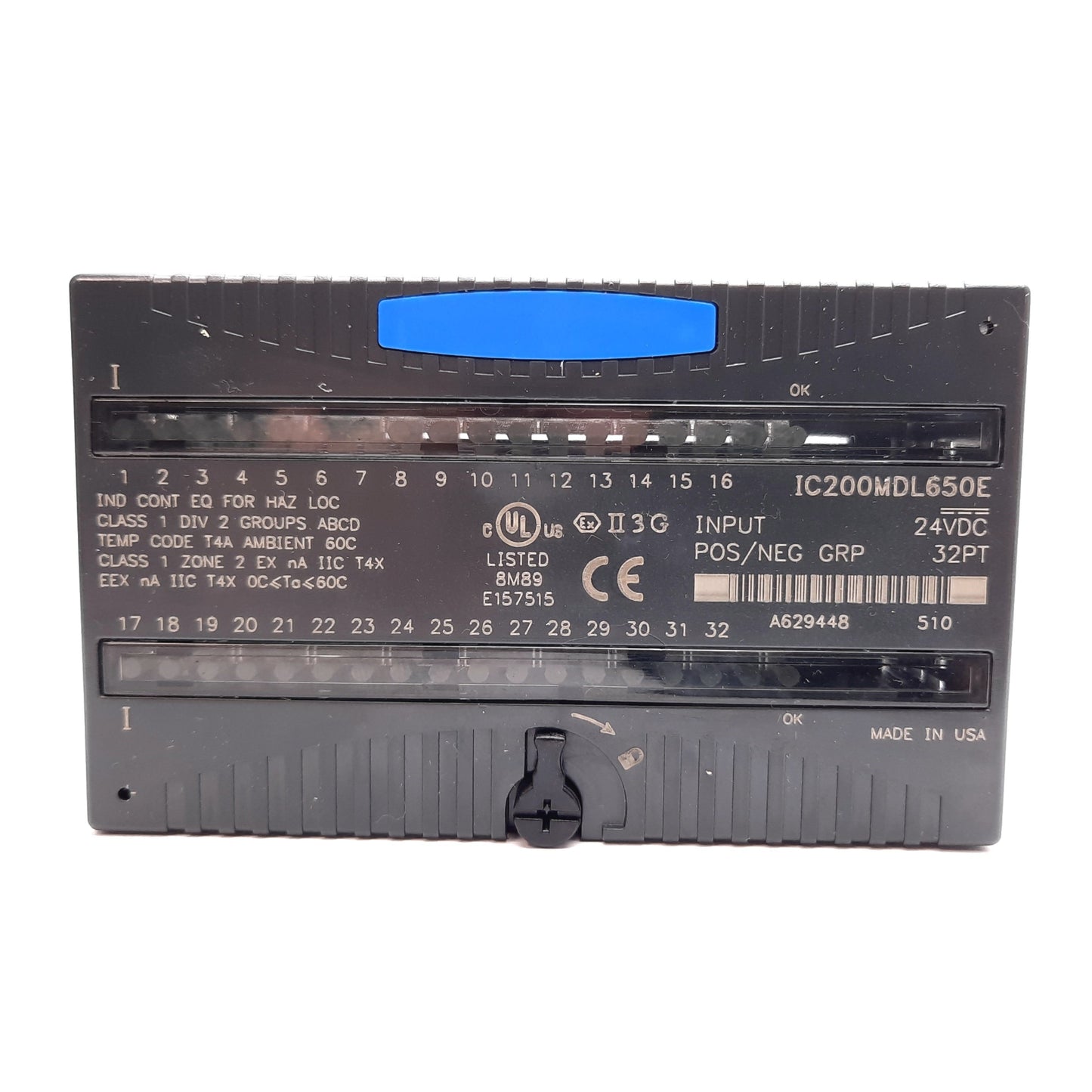 Used GE Fanuc IC200MDL650E VersaMax PLC Input Module, Pos/Neg Grp, 32-Point 24VDC