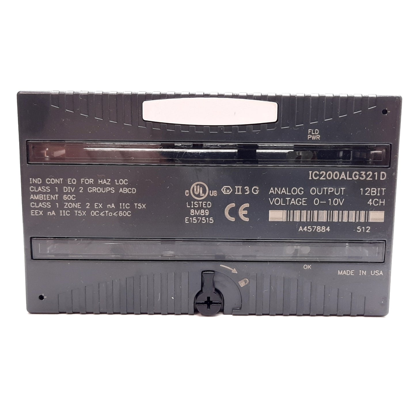 Used GE Fanuc IC200ALG321D VersaMax Analog Output Module, 4-Channel, 0-10V, 12-Bit