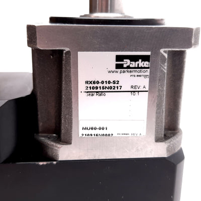 Used Parker RX60-010-S2 Right Angle Gearbox, Ratio: 10:1, Input: 5/8", Output: 16mm