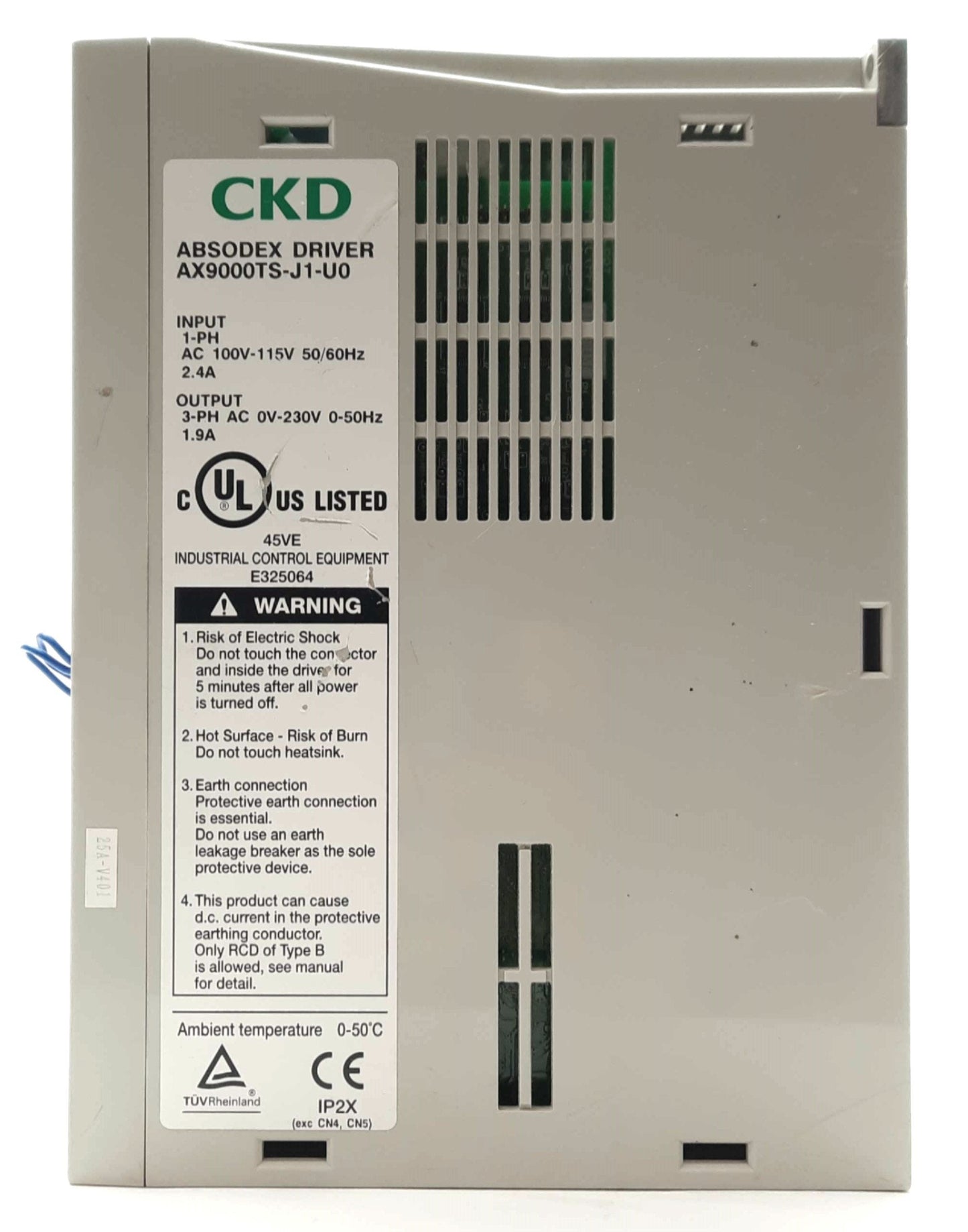 Used CKD AX9000TS-J1-U0 ABSODEX Drive, Out: 3? 230VAC 1.9A, In: 1? 100-115VAC 2.4A