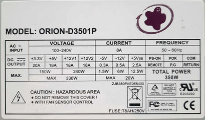 Used Portwell ORION-D3501P PC Power Supply 350W 24-Pin ATX 2x SATA 4x Molex 2x FDD