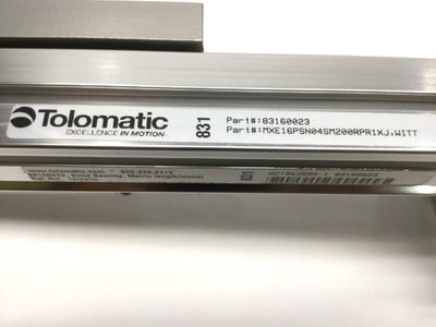 Used Tolomatic MXE16PSN04SM200RPR1XJ Rail Screw Actuator, Stroke: 200mm, 110mm x 36mm