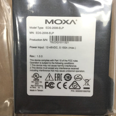 New Moxa EDS-2008-ELP Unmanaged Ethernet Switch 8-Port 10/100BaseT(X) RJ45, 12-48VDC