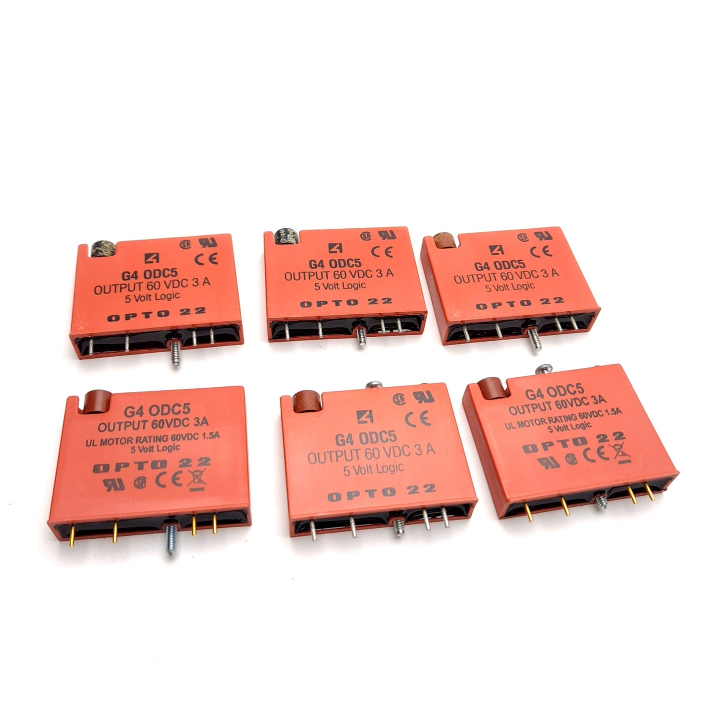 Used Lot of 6 Opto 22 G4 ODC5 Isolated Output Module, 60VDC 3 Amp, 5 Volt Logic