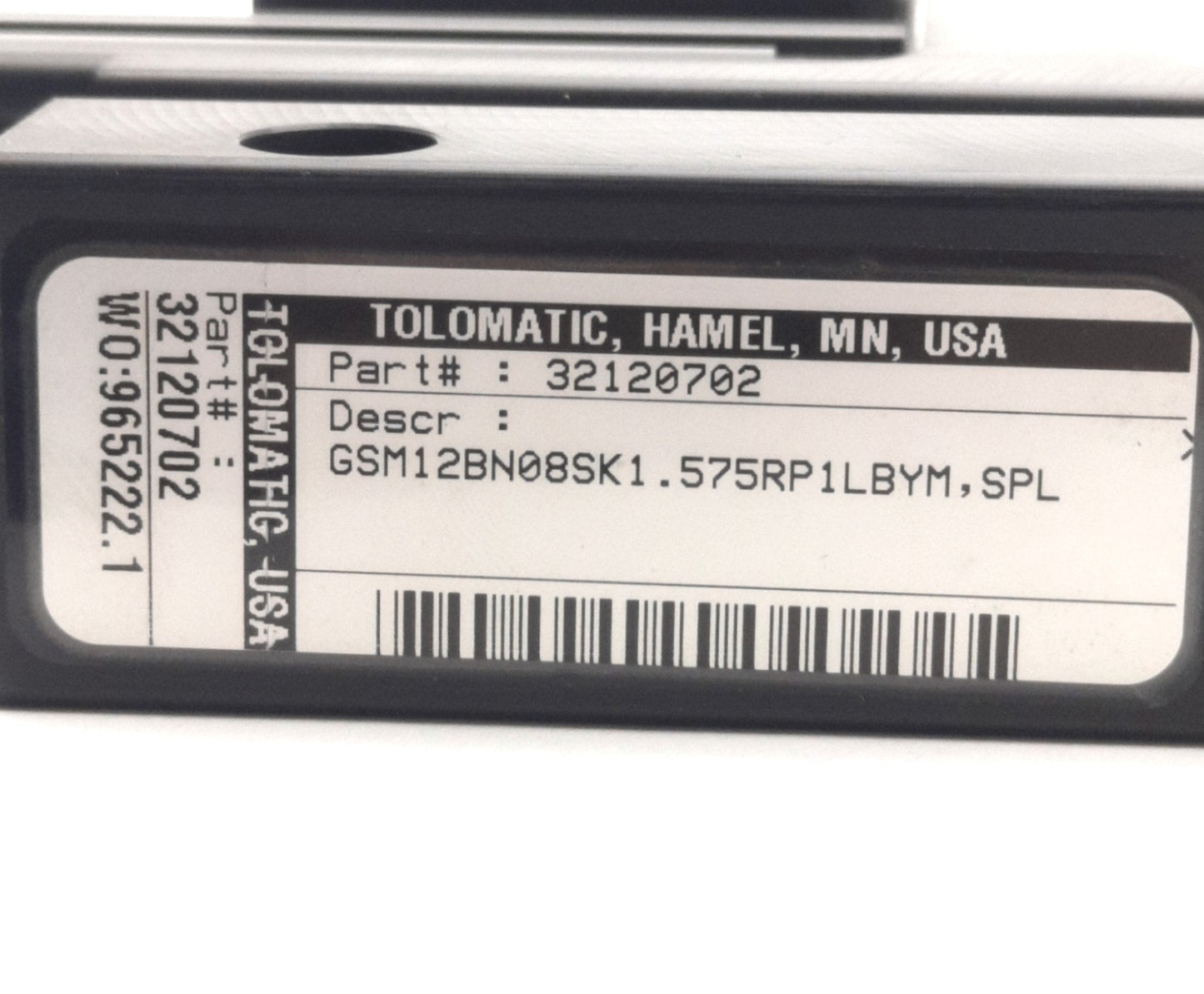 Used Tolomatic GSM12BN08SK1.575RP1LBYM,SPL AxiDyne Guided Actuator 1.575" Stroke