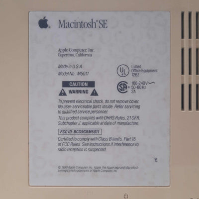 Used Apple Macintosh SE FDHD Case w/CRT, Power PCB, CRT PCB, FDD & HDD Bays *Bad FBT*